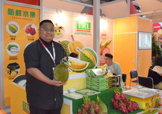 Mr Rodman Liew from TRL SDN BHD TROPICAL RESOURCES (ASIA) LIMITED. The company supplies a variety of tropical fruits from Malaysia, such as durian and dragon fruits.
